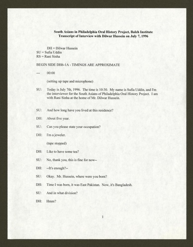 South Asian Immigrants in the Philadelphia Area Oral History Project ...